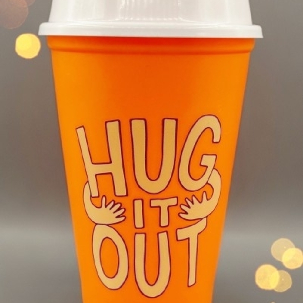 Orange 'Hug It Out' Starbucks Tumbler